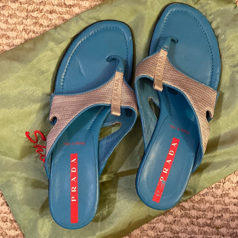 PRADA KITTEN HEELS BLUE AND GREY GREAT CONDITION